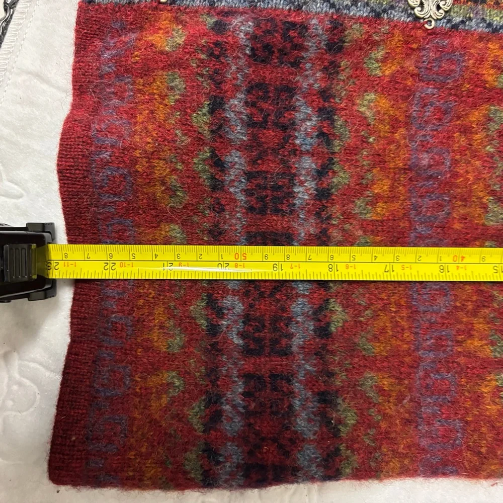 Women's Squaw Valley Red Multicolor Fair Isle Wool Cardigan S - Picture 9 of 9